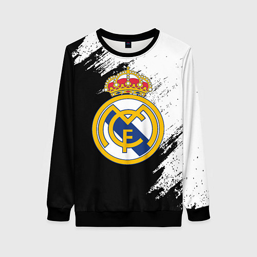 Женский свитшот Real Madrid текстура штрихи / 3D-Черный – фото 1