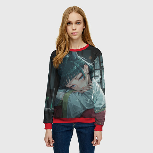 Женский свитшот Маомао с кошачьими ушками / 3D-Красный – фото 3