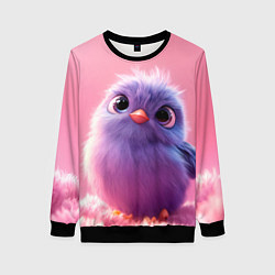 Свитшот женский Милая фиолетовая птичка, цвет: 3D-черный