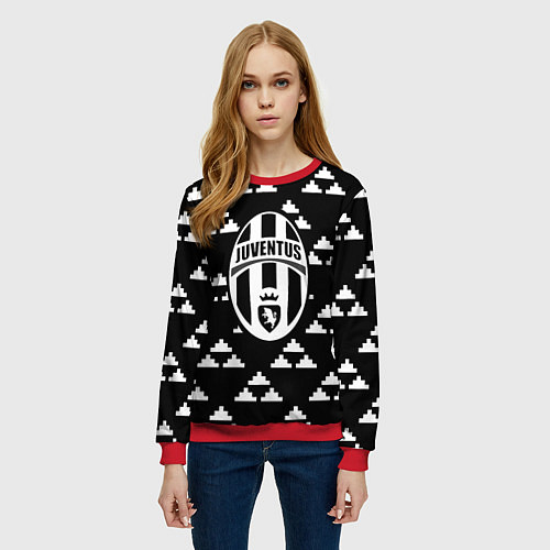 Женский свитшот Juventus геометрия треугольники / 3D-Красный – фото 3