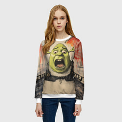 Свитшот женский Шрек в панике, цвет: 3D-белый — фото 2