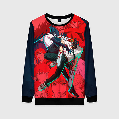 Женский свитшот Битва с Резе Человек бензопила / 3D-Черный – фото 1