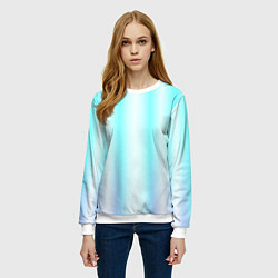 Свитшот женский Neon white blue lines, цвет: 3D-белый — фото 2