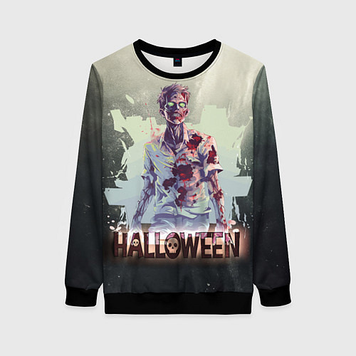 Женский свитшот Halloween зомби / 3D-Черный – фото 1