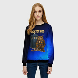 Свитшот женский Doctor Hoo сова у телефонной будки, цвет: 3D-черный — фото 2