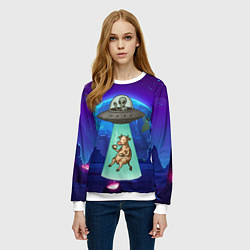 Свитшот женский Инопланетяне похищают корову, цвет: 3D-белый — фото 2