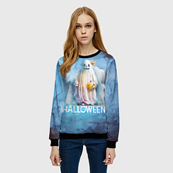 Свитшот женский Приведение на halloween, цвет: 3D-черный — фото 2