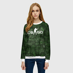 Свитшот женский Эмблема CS GO на камуфляжном фоне, цвет: 3D-белый — фото 2
