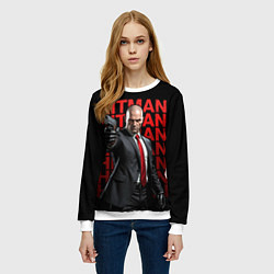 Свитшот женский Хитман с пистолетом, цвет: 3D-белый — фото 2