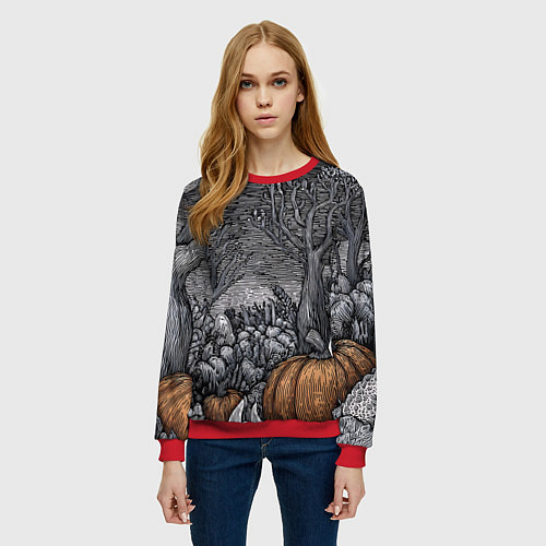 Женский свитшот Осенние шалости духов / 3D-Красный – фото 3