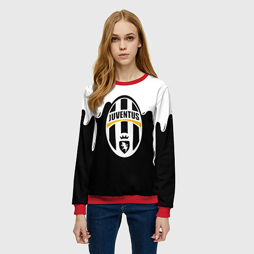 Женский свитшот Juventus капли красок / 3D-Красный – фото 3