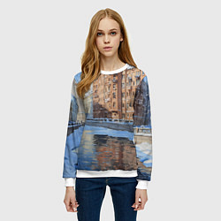 Свитшот женский Зимний Санкт-Петербург, цвет: 3D-белый — фото 2