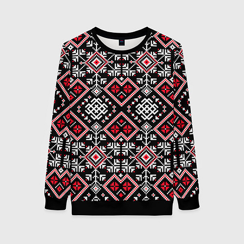 Женский свитшот Славянский орнамент обережный / 3D-Черный – фото 1