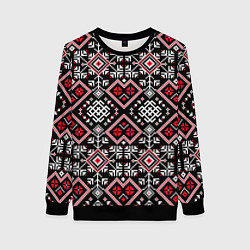 Свитшот женский Славянский орнамент обережный, цвет: 3D-черный