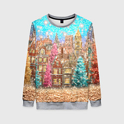 Женский свитшот Новогодний город в блестках