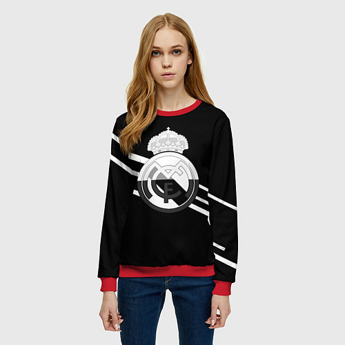 Женский свитшот Реал Мадрид полосы текстура линии / 3D-Красный – фото 3