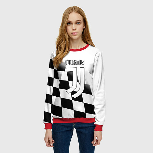 Женский свитшот Ювентус клетка краски / 3D-Красный – фото 3