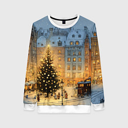 Женский свитшот Новый год в старом уютном городе