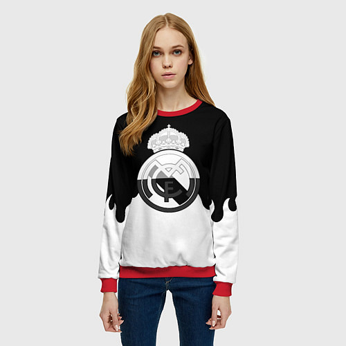 Женский свитшот Реал Мадрид огонь белый / 3D-Красный – фото 3