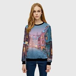 Свитшот женский Новогодняя улица, цвет: 3D-черный — фото 2
