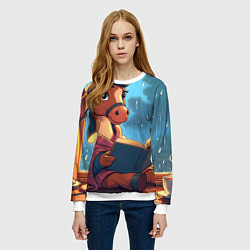 Свитшот женский Лошадка уютным вечером, цвет: 3D-белый — фото 2