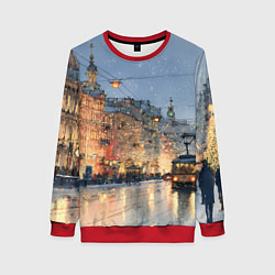 Свитшот женский Вечер Санкт-Петербурга, цвет: 3D-красный