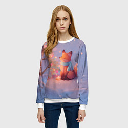 Свитшот женский Лисичка Новый год, цвет: 3D-белый — фото 2