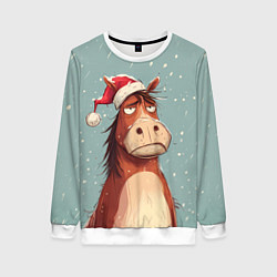Свитшот женский Недовольная лошадка, цвет: 3D-белый
