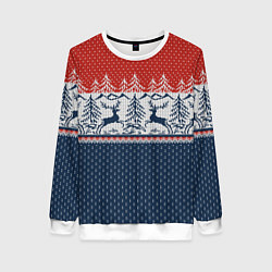 Женский свитшот Вязаный узор с оленями