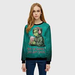 Свитшот женский Антисоциальный Гринч, цвет: 3D-черный — фото 2
