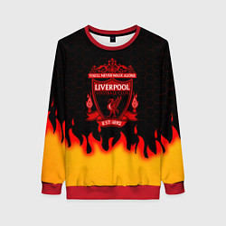 Свитшот женский Liverpool огонь спорт, цвет: 3D-красный