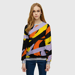 Свитшот женский Полоски краски абстракция, цвет: 3D-меланж — фото 2