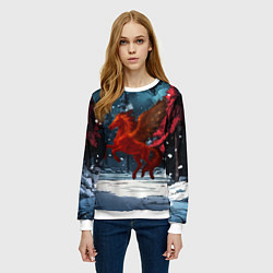 Свитшот женский Огненная лошадь с крыльями, цвет: 3D-белый — фото 2