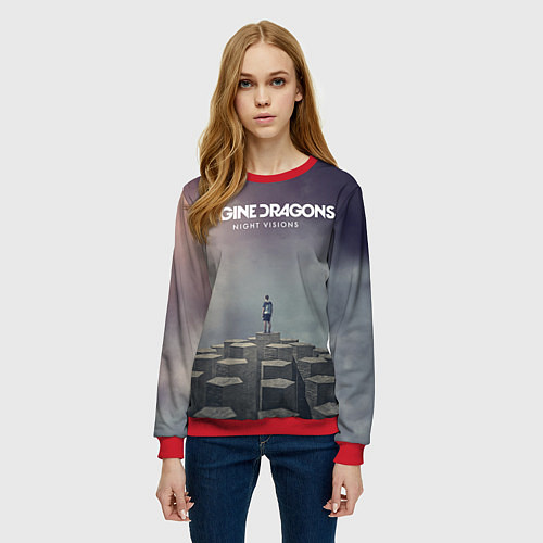 Женский свитшот Imagine Dragons: Night Visions / 3D-Красный – фото 3