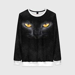 Свитшот женский Черная кошка, цвет: 3D-белый