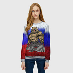 Свитшот женский Русский медведь, цвет: 3D-меланж — фото 2