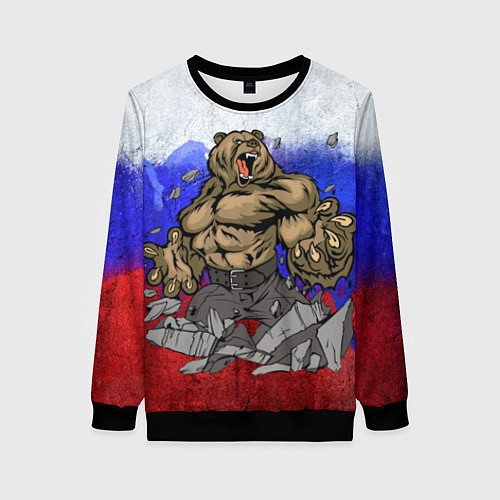 Женский свитшот Русский медведь / 3D-Черный – фото 1