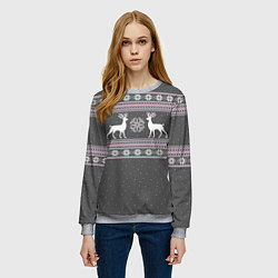 Свитшот женский Узор с оленями, цвет: 3D-меланж — фото 2