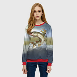 Свитшот женский Дерзская щука, цвет: 3D-красный — фото 2