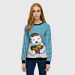 Свитшот женский Новогодний мишка, цвет: 3D-черный — фото 2