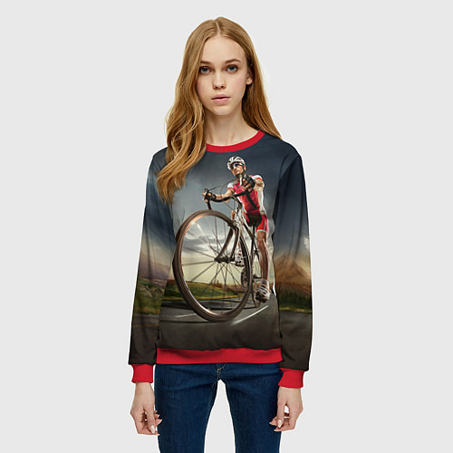 Женский свитшот Велогонщик / 3D-Красный – фото 3