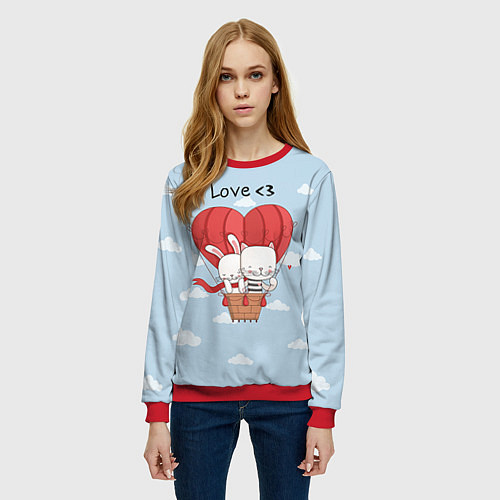 Женский свитшот Влюбленные на шаре / 3D-Красный – фото 3