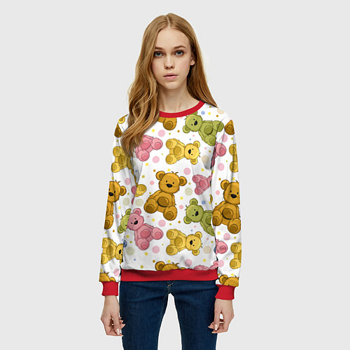 Женский свитшот Любимые медвежата / 3D-Красный – фото 3