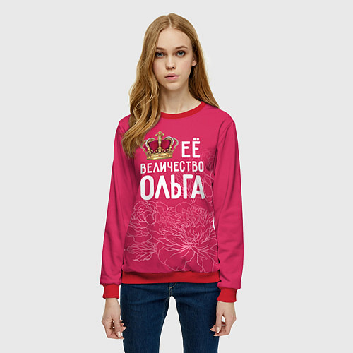 Женский свитшот Её величество Ольга / 3D-Красный – фото 3