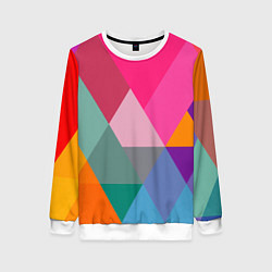 Свитшот женский Разноцветные полигоны, цвет: 3D-белый