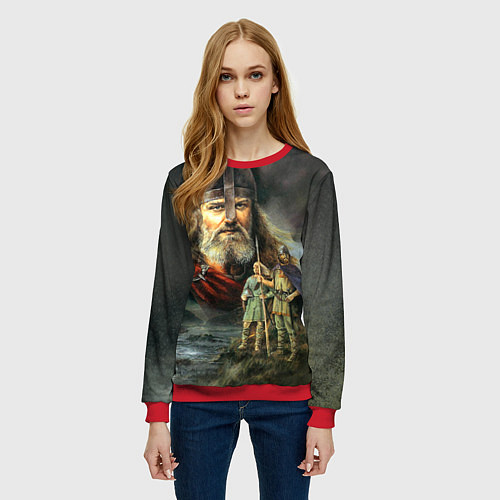 Женский свитшот Богатырь Руси / 3D-Красный – фото 3