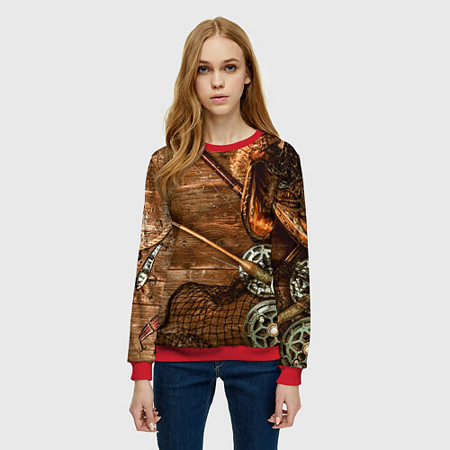 Женский свитшот Рыбацкий стол / 3D-Красный – фото 3