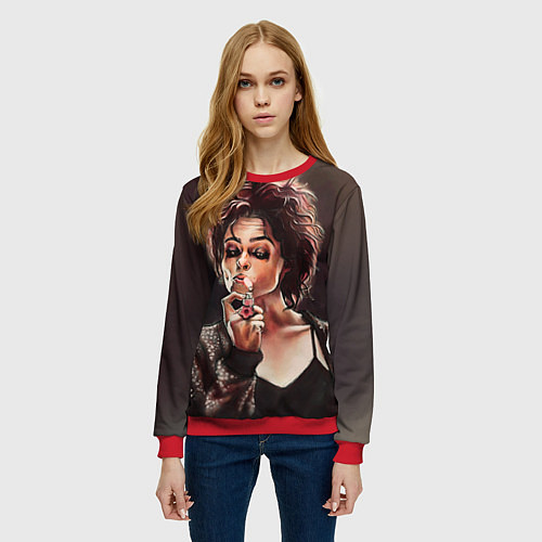 Женский свитшот Марла с сигаретой / 3D-Красный – фото 3