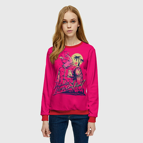 Женский свитшот Hooking Over People? / 3D-Красный – фото 3