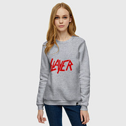 Свитшот хлопковый женский Slayer, цвет: меланж — фото 2